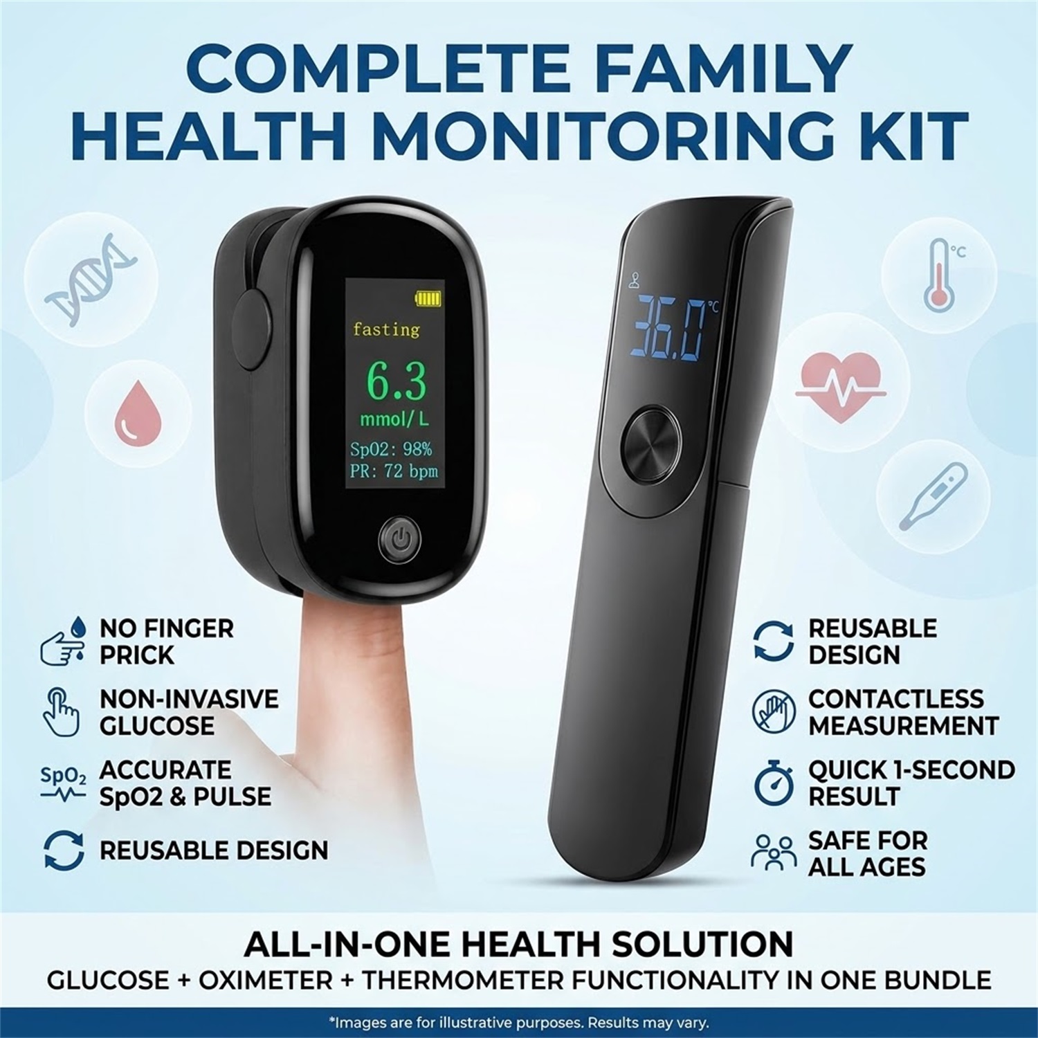 Pulse Oximeter - Kit de monitorização de saúde 3